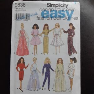 🌟3 FOR $30🌟 Simplicity Easy Fashion Doll Clothes Sewing Pattern